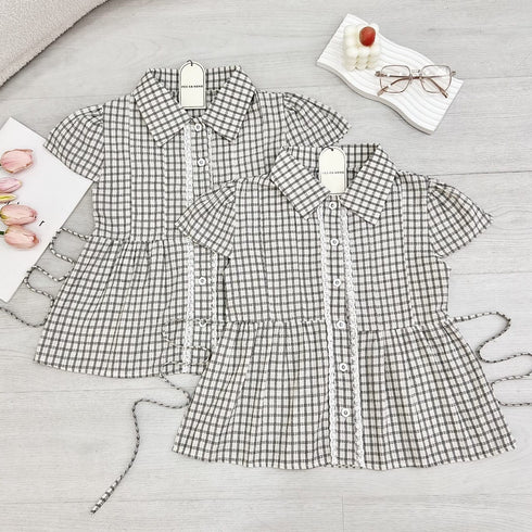 Peter Pan Collar Plaid Pattern Top